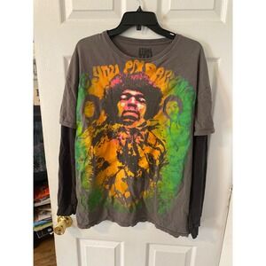 Stone Free Jimi Hendrix Are You Experienced Layered Graphic Tee Charcoal XL